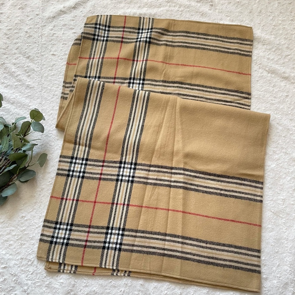 Tan Check Shawl Wrap